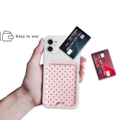 for MagSafe Wallet,Magnetic Card Holder for Phone Case - color: Pink Polka Dots