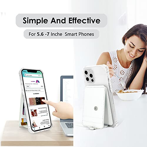M-Plateau Phone Wallet Stick On, Phone Card Holder With Elastic Magnetic Closure, Slim Wallet Matches Double Sided Tape Compatible with iPhone Case and Most Smartphone (White) - color: White