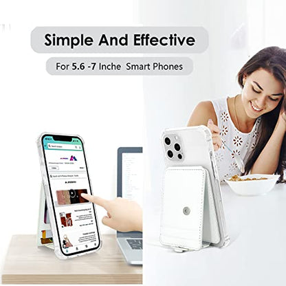 M-Plateau Phone Wallet Stick On, Phone Card Holder With Elastic Magnetic Closure, Slim Wallet Matches Double Sided Tape Compatible with iPhone Case and Most Smartphone (White) - color: White