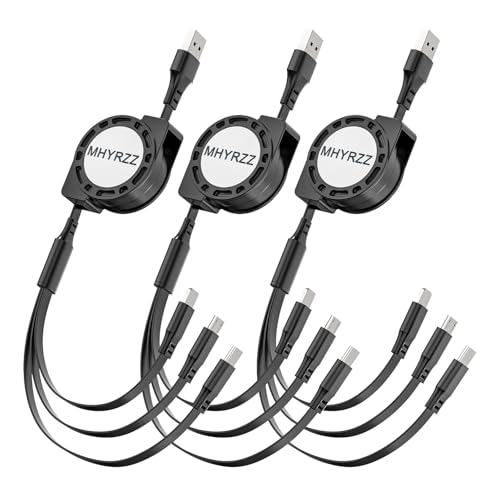 Retractable 3 in 1 Charging Cable,Multi USB Fast Charging Cord 3Pack 3.3ft