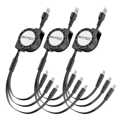 Retractable 3 in 1 Charging Cable,Multi USB Fast Charging Cord 3Pack 3.3ft