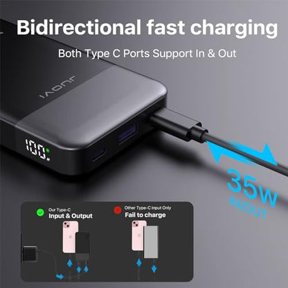 JUOVI Power Bank 35W 10000mAh Portable Charger Fast Charging - color: Pink