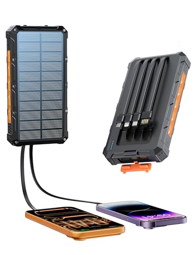 Solar Charger Portable Power Bank 20000mah External Battery Pack for iphone - color: Orange-Black