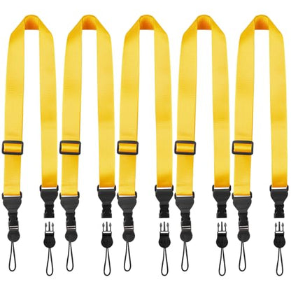 FIEIL 5 Pack Nylon iPad Strap, Adjustable Camera Neck Strap, Comfortable Shoulder Strap for iPad, Cellphone Tablet, Camera, Laptop, Binocular, Luggage Bag(Bright Yellow Universal Neck Lanyard) - size: 5 Pack Bright Yellow