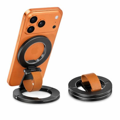 Magnetic Phone Holder for Car, Gym, Desk – N52 Strong Magnet, Foldable Aluminum Mount Stand with 270° Rotation, Universal for iPhone Samsung Android (Grey)
