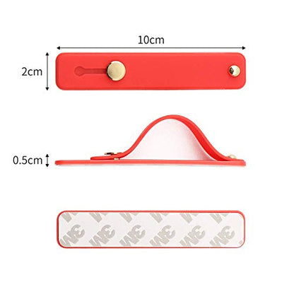 Removable and Reusable Cell Phone Grip Strap, Yetaida Telescopic Finger Kickstand Bracket Universal Silicone Phone Holder Stand and Portable Finger Loop for Most Smartphones Case (Red) - color: Red