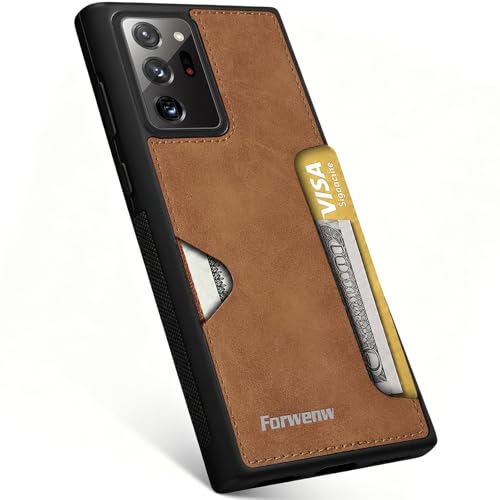for Samsung Galaxy Note 20 Ultra Case with Card Slot, Leather Back Shockproof Protection Cover, Ultra-Thin Wallet Phone Case, for Samsung Note 20 Ultra 5G Card Slot Case with Card Holder (Brown) - color: Brown, size: Note20 Ultra
