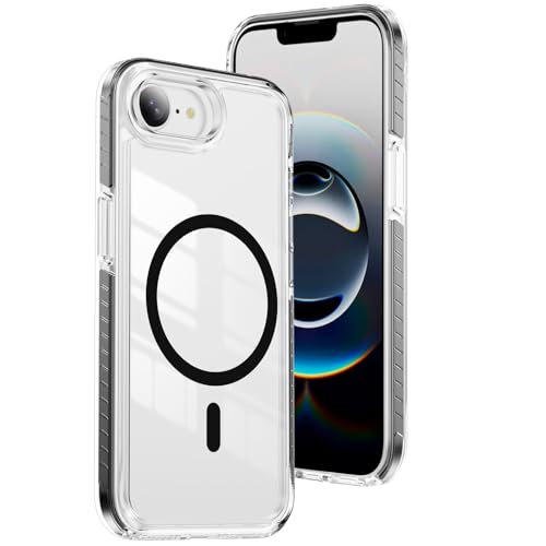 Magnetic for iPhone 17e/16e Case Clear Cute Shockproof Black CT | Compatible with MagSafe,Transparent TPU Bumper,Anti-Yellowing,Military Grade Drop Protection,Slim,Phone Case for Girls women - color: Black, size: iPhone 17e 6.1"