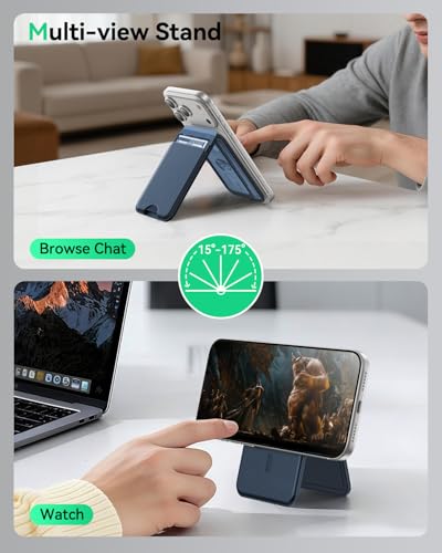 TWZKG for MagSafe Wallet, Works with Apple Find My,5 Card Holder with Stand, Magnetic Phone Wallet for iPhone 17/16/15/14/13/12 Pro Max Plus Air, RFID Blocking Vegan Leather,Blue - color: Findmy Blue