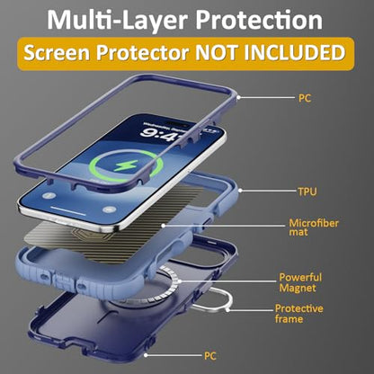 Follaroma Magnetic for iPhone 17 Air Case with Camera Stand, Blue-Purple | Built-in Glass Camera Cover,Compatible with MagSafe,Heavy Duty Shockproof Protective,Military-Grade Anti-DropDual Layer Cover - color: Blue-Purple, size: iPhone 17 Air 6.5''