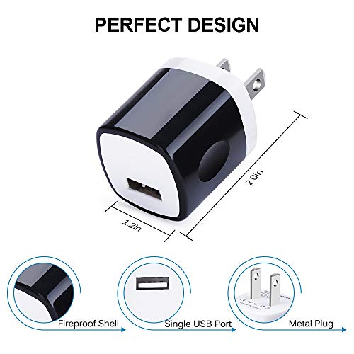 Wall Adapter, USB Wall Charger 6 Pack, UorMe 1A 5V Single Port USB Plug Power Adapter Compatible iPhone 14 Plus 13 12 11 Xs XR X 8, Samsung Galaxy S22 Ultra S22+ S22 A21 S10e S9 Note 20,Google Pixel 6 - color: 6-black