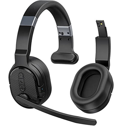 COSMUSIS Trucker Bluetooth Headset, Wireless Headset with Mic for Work - color: Black