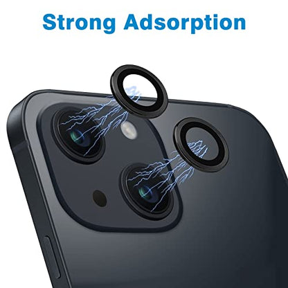 Compatible with iPhone 14 and 14 Plus Camera Lens Protector, Anti-Scratch Lens Cover 9H Tempered Glass Camera Screen Protector Shockproof Camera Ring for 14 and 14 Plus with 2 Lens - 2 Pcs Black - color: Black