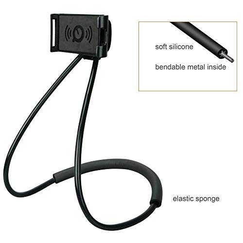 Universal Moblie Phone Stand,Lazy Cell Phone Holder&Neck Tablet Phone Mount - color: Black