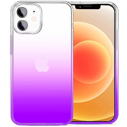 JJGoo Compatible with iPhone 12 mini Case, Soft Transparent Shockproof Protective Slim Thin Bumper Phone Cover, Gradient Purple - color: Gradient Purple