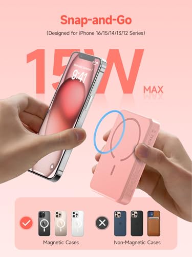LVFAN for Magnetic Power Bank 10000mAh, Fast Charging Wireless Magnetic Portable Charger with Built-in USB C in&Out Cable, Travel LED Display Battery Pack for iPhone 17 16 15 14 13 12