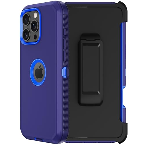 for iPhone 16 Pro Max Phone Case,Military Grade Drop Protection Cell Phone Cover with Belt Clip Holster Stand,Screen Protector x2 Rugged Kickstand for iPhone 16 Pro Max Case 6.9” (Blue) - color: Blue