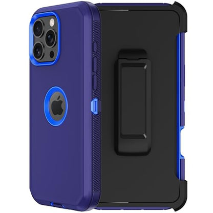 for iPhone 16 Pro Max Phone Case,Military Grade Drop Protection Cell Phone Cover with Belt Clip Holster Stand,Screen Protector x2 Rugged Kickstand for iPhone 16 Pro Max Case 6.9” (Blue) - color: Blue