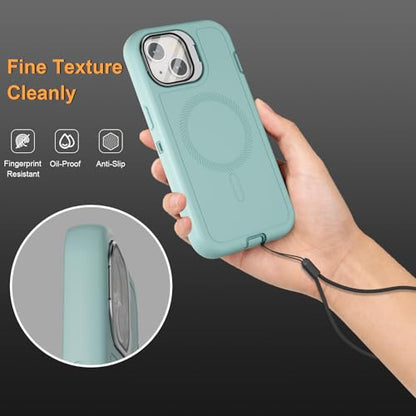 Follaroma for iPhone 13 Case with Stand & Built-in Camera Cover, MagSafe Compatible, Heavy-Duty Shockproof Protection, Magnetic & Rugged Phone Cover for iPhone 13 6.1'', Mint - color: Mint