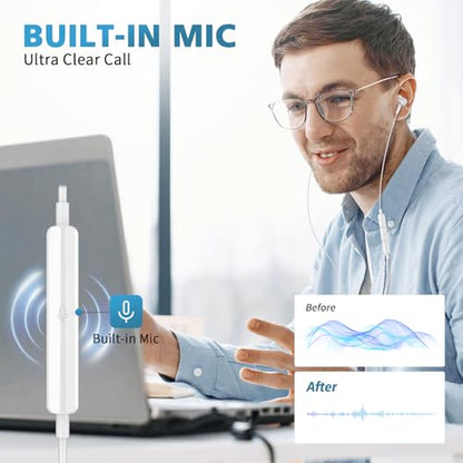USB C Earbuds for iPhone 18 Pro Max Duo 17 Air 16 15 Plus/iPad, Silver - color: Silver