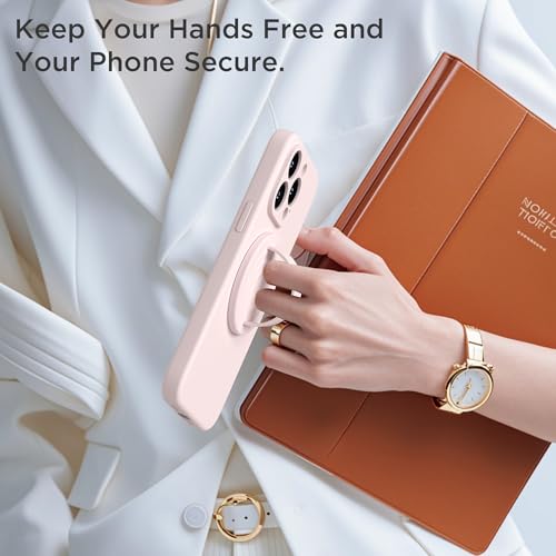 Upgraded Magnetic Phone Grip, Liquid Silicone Soft and Portable, Removable Finger Loop Ring Grip Holder for iPhone, Strong Magnetic Attraction, Compatible with MagSafe Phone Case, Lovely Pink - color: Lovely Pink