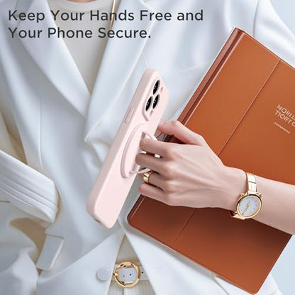 Upgraded Magnetic Phone Grip, Liquid Silicone Soft and Portable, Removable Finger Loop Ring Grip Holder for iPhone, Strong Magnetic Attraction, Compatible with MagSafe Phone Case, Lovely Pink - color: Lovely Pink