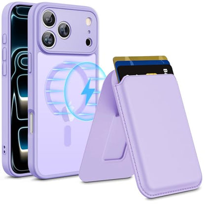 for iPhone 17 Pro Max Case w/Detachable MagSafe Wallet-Purple | RFID Blocking Card Holder&Kickstand, Military-Grade Drop & Raised Camera Protection for Travel & Commute - color: Purple