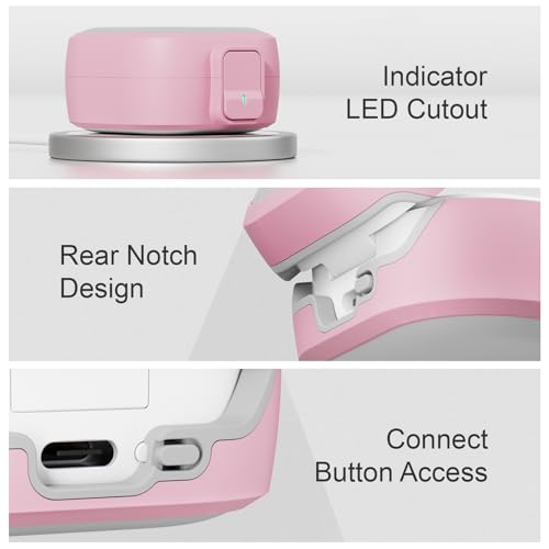 for Samsung Galaxy Buds 4 Pro/Buds 4 Case (2026) with Secure Safety Lock Clip,Shockproof Scratch-Resistant Hybrid PC+TPU Soft Shell Protective Cover Accessories with Carabiner&Cleaning Pen(Pink) - color: Pink Edge-Grey
