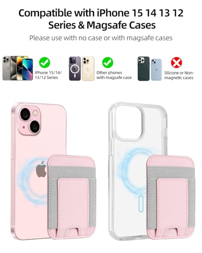 Upgraded for Magsafe Wallet, 7 Card Holder, RFID Blocking, Strongest Magnet | Magnetic Wallet for iPhone 17/16/15/14/13/12 Series, for iPhone Magsafe Wallet with 2 Card Slots, Vegan Leather, Baby Pink - color: Baby Pink