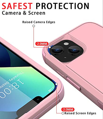 Diverbox for iPhone 13 Case [Shockproof] [Dropproof] [Dust-Proof],Heavy Duty Protection Phone Case Cover for Apple iPhone 13 (Pink) - color: 13-Pink