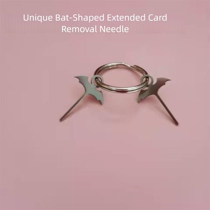 Bat Shaped SIM Eject Pin Keychain 2 Pack, Universal Stainless Steel SIM Card Removal Tool, Gothic Anti-Lost SIM Tray Opener for All Smartphones