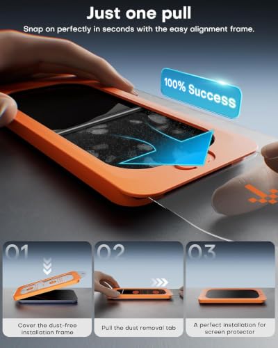 OMOTON Privacy Screen Protector for iPhone 17 Pro, 2 Pack | Auto-Align Installation | Tempered Glass with 9H+ Hardness & 12FT Military Grade Shatterproof, 100% Anti-Spy, Full Coverage - size: iPhone 17 Pro