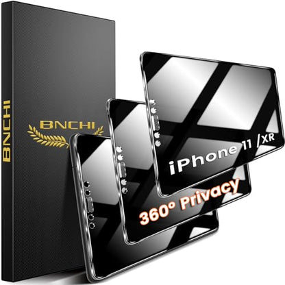 2 Pack 4 Way 360° Privacy Screen Protector for iPhone 11/iPhone XR, Horizontal and Vertical All Around Anti-Spy 9H Tempered Glass Film, Scratch Resistant, Zero Bubbles, Face ID Sensitive - size: iPhone 11/iPhone XR