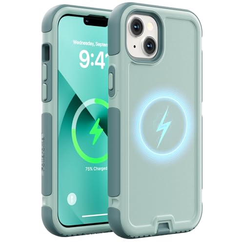 Follaroma for iPhone 13 Case, Heavy Duty Magnetic Cases, Green, 6.1" | Compatible with MagSafe, Heavy Duty Shock proof,Military-Grade Anti-Drop Protective,Dual Layer Magnetic Protection Phone Case - color: Green