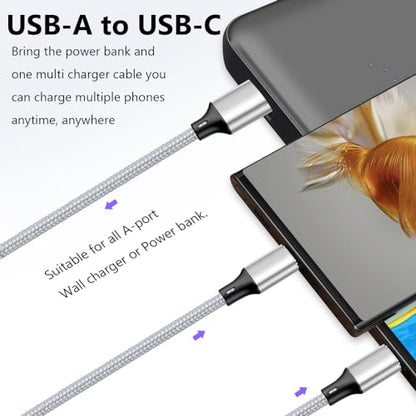 Multi Charging Cable, USB C Splitter Cable, 3 in 1 Fast Charging Cord