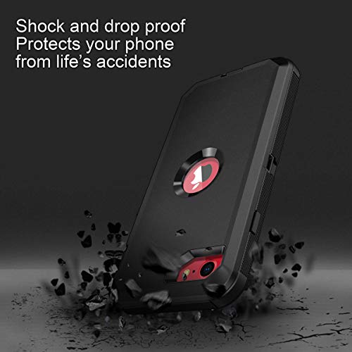 I-HONVA for iPhone SE 2022/2020 Case Built-in Screen Protector Shockproof Dust/Drop Proof 3 in 1 Full Body Rugged Heavy Duty Cover for Apple iPhone SE 3rd/2nd Gen 4.7, Black - color: Black