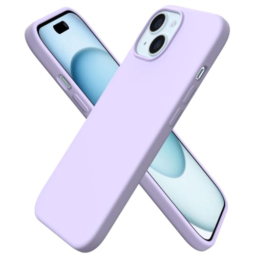 ORNARTO Compatible with iPhone 15 Case 6.1, Slim Liquid Silicone 3 Layers Full Covered Soft Gel Rubber Phone Case, Anti-Scratch Shockproof Protective Cover 6.1 Inch, Pastel Lilac - color: Pastel Lilac