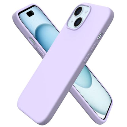 ORNARTO Compatible with iPhone 15 Case 6.1, Slim Liquid Silicone 3 Layers Full Covered Soft Gel Rubber Phone Case, Anti-Scratch Shockproof Protective Cover 6.1 Inch, Pastel Lilac - color: Pastel Lilac
