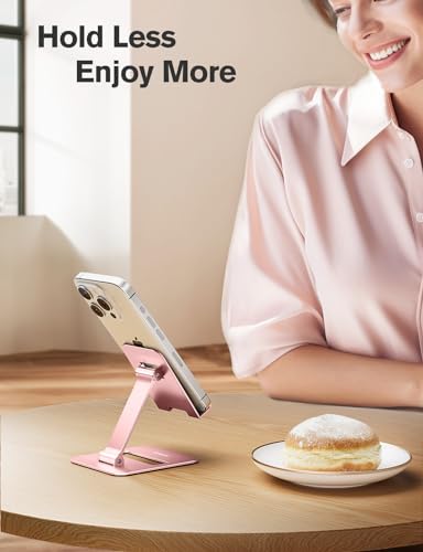 Nulaxy 2 Pack Aluminum Dual Folding Cell Phone Stand for Desk, Rose Gold - color: Rose Gold