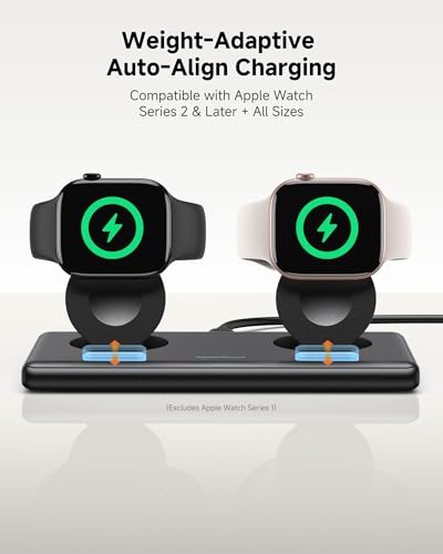 SwanScout Dual Charger for Apple Watch 11/Ultra 3/SE 3/Ultra 2/Ultra/SE 2/SE/10/9/8/7/6/5/4/3/2, Portable Charging Dock for 2 Apple Watches, SwanScout 507DA (Black) - color: Black