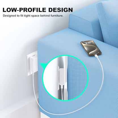 Flat USB Wall Charger, Excgood 40W 4Port USB and USB C Fast Charging Block - color: White
