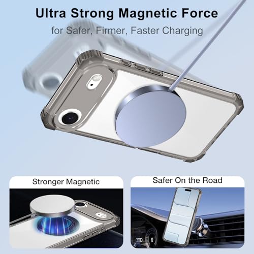 Clear Case for iPhone Air Case with Stand Compatible with MagSafe | Military Grade Heavy Duty Cover with 360 Rotatable Ring Kickstand -260417 - color: Clear Black, size: iPhone Air