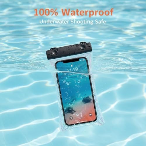 Purple Floating Waterproof Phone Pouch, Holographic Laser TPU Dry Bag with Air Padding, Touch Responsive Case for Swimming, Snorkeling - color: Purple
