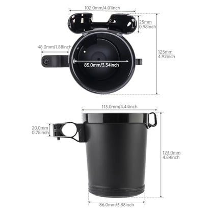 3-in-1 Universal Bike Cup Holder with Cell Phone Case Keys Hook, Black - color: black