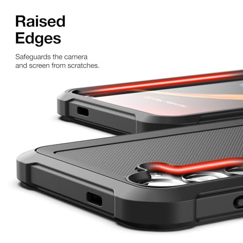 Encased for Samsung Galaxy A35 5G Phone Case with Belt Clip Holster and Screen Protector (Tempered Glass) Heavy-Duty Protective Rugged Cover (Falcon Series), Black
