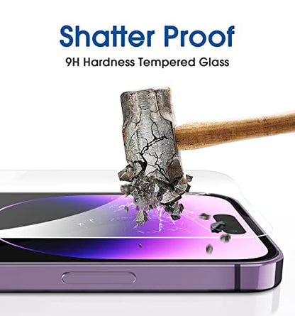 amFilm Auto-Alignment OneTouch for iPhone 14 Pro [6.1''] Screen Protector + Camera Lens Protector, Tempered Glass, 30 Seconds Installation, Bubble Free, Case Friendly, Anti-Scratch 2 Pack - size: IPH14P-6.1”