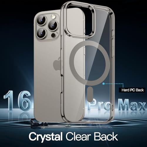 JETech Magnetic Case for iPhone 16 Pro Max 6.9-Inch Compatible with MagSafe, Shockproof Phone Bumper Cover, Anti-Scratch Clear Back (Natural Titanium) - color: Natural Titanium, size: iPhone 16 Pro Max
