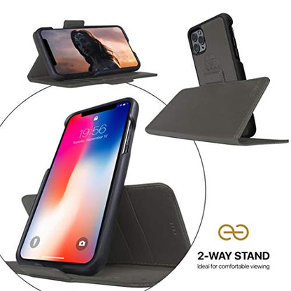 Dreem Fibonacci 2-in-1 Wallet Case for Apple iPhone 8 Plus & 7 Plus - Luxury Vegan Leather, Magnetic Detachable Shockproof Phone Case, RFID Card Protection, 2-Way Flip Stand - Grey - color: Grey, size: iPhone 8 Plus & 7 Plus