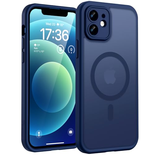 TOCOL for Phone 12 Case, Compatible with Magsafe Charger, Full Camera Protection, Drop Protection, Translucent Matte Phone Case for iPhone 12 6.1 inch (Dark Blue) - color: Dark Blue, size: Iphone 12
