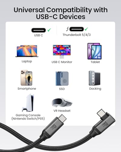 Silkland Long USB C Monitor Cable 90 Degree 15FT, 8K@30Hz 5K/4K@60Hz Output - size: 15 Feet